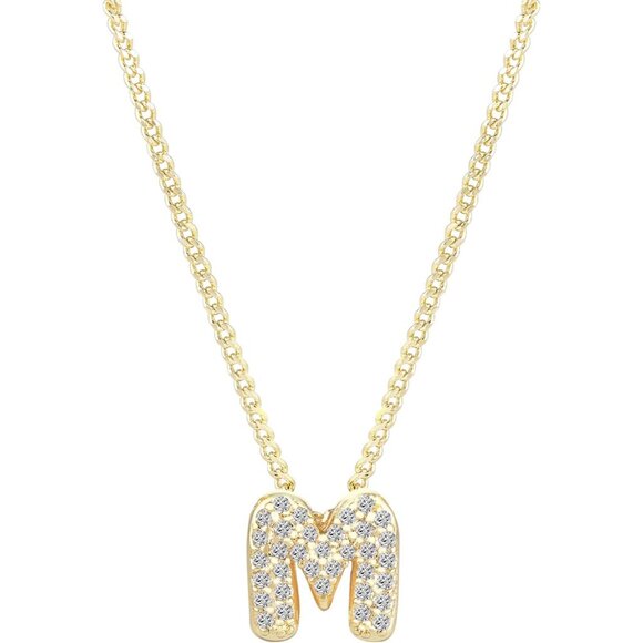 Stylish Gold Plated Initial Necklace with Rhinestones - Gift-Ready & Adjustable - Picture 1 of 8